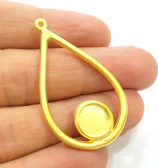 2 pcs Gold Plated Blank Earring Component Pendants (45x30mm)  G6852