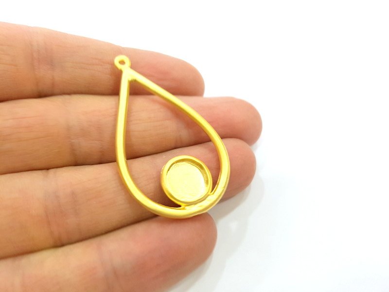 2 pcs Gold Plated Blank Earring Component Pendants (45x30mm)  G6852