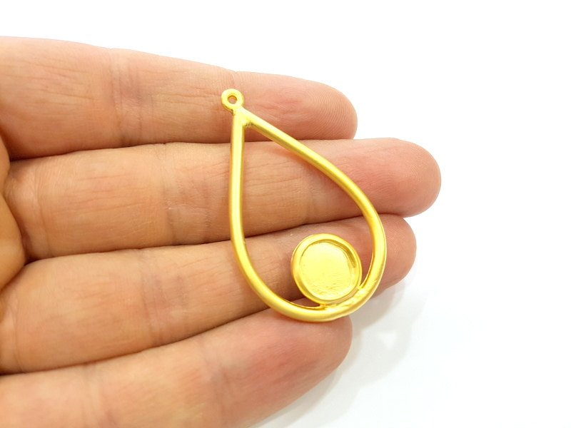 2 pcs Gold Plated Blank Earring Component Pendants (45x30mm)  G6852