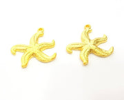 2 Gold Plated Starfish Charms Pendants (33x28mm)  G6856