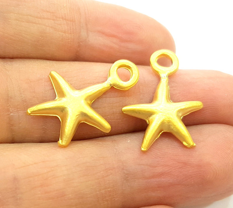 5 Gold Charm Gold Plated Starfish Charms (22x17mm)  G6858