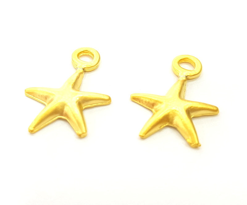 5 Gold Charm Gold Plated Starfish Charms (22x17mm)  G6858
