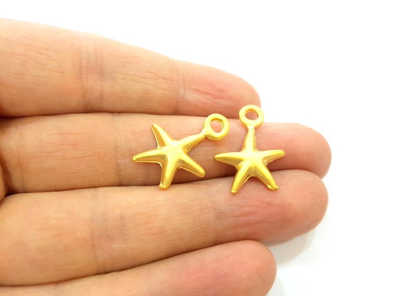 5 Gold Charm Gold Plated Starfish Charms (22x17mm)  G6858