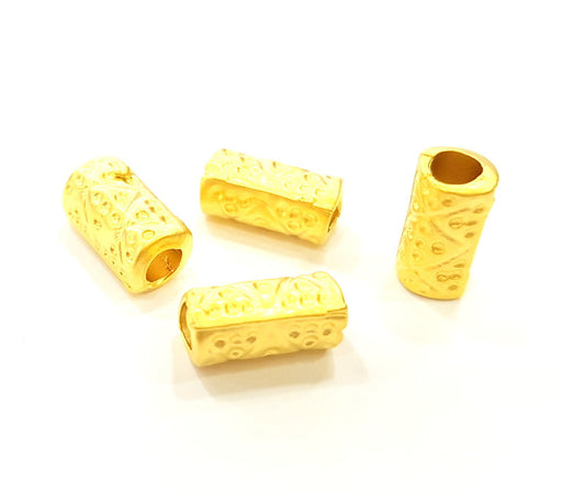 5 Gold Tube Beads Gold Plated Beads 13x7mm  G6859