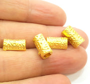 5 Gold Tube Beads Gold Plated Beads 13x7mm  G6859