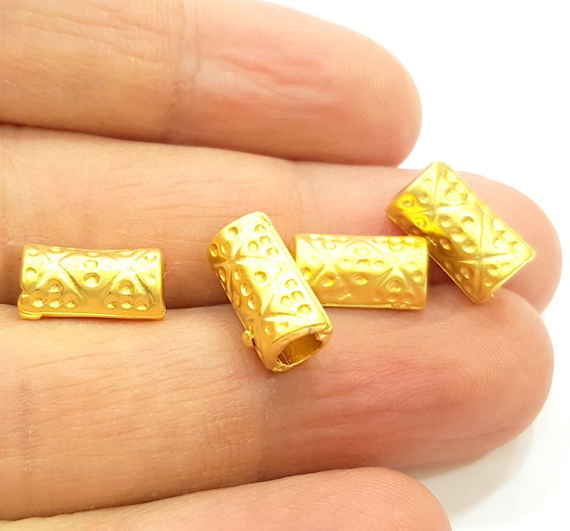 5 Gold Tube Beads Gold Plated Beads 13x7mm  G6859
