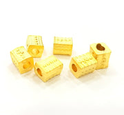 4 Gold Tube Beads Gold Plated Beads 8x6mm  G6860
