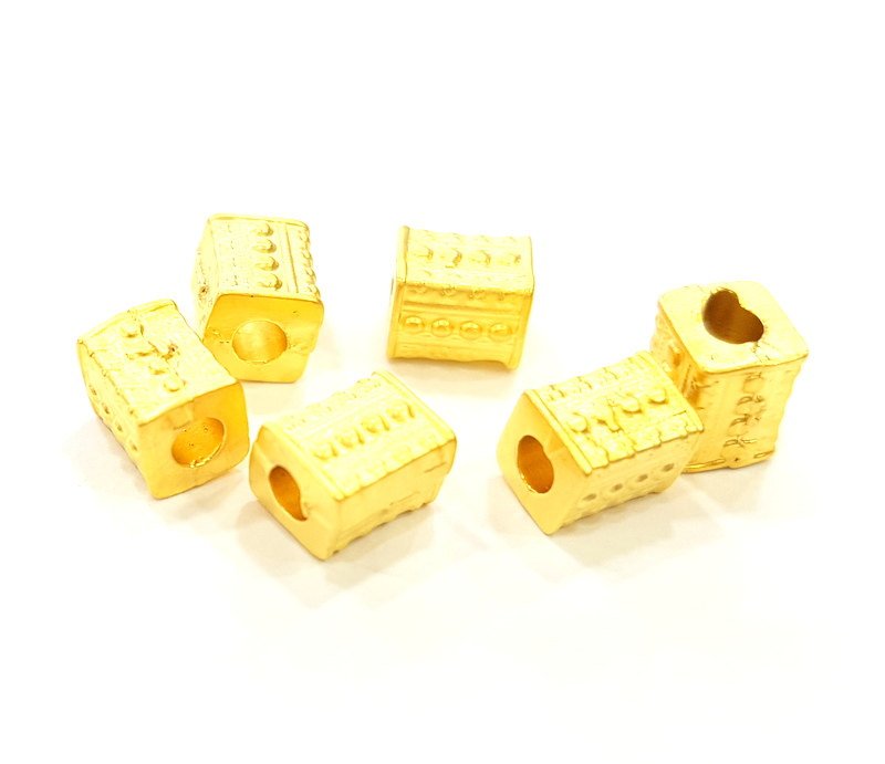 4 Gold Tube Beads Gold Plated Beads 8x6mm  G6860
