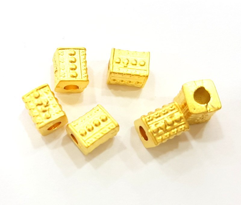 4 Gold Tube Beads Gold Plated Beads 8x6mm  G6860