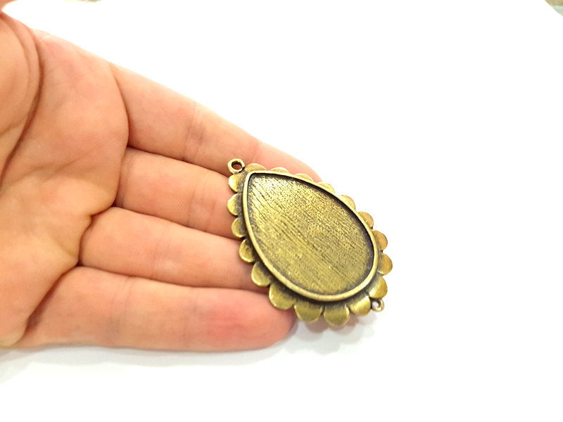 Antique Bronze  Pendant Blank Findings Bezel Settings (45x30mm blank)  G8300
