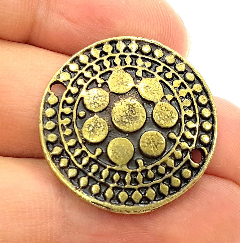 4 Antique Bronze Connector Charms  (27mm) G8849