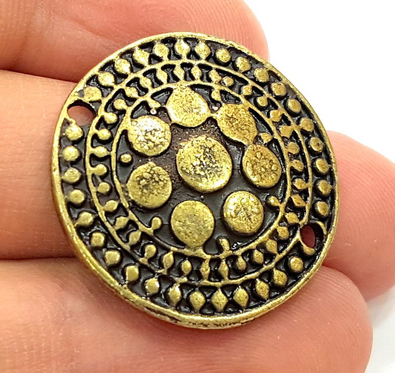 4 Antique Bronze Connector Charms  (27mm) G8849