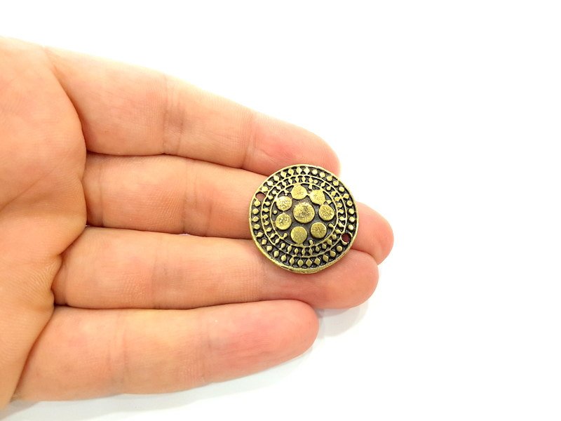 4 Antique Bronze Connector Charms  (27mm) G8849