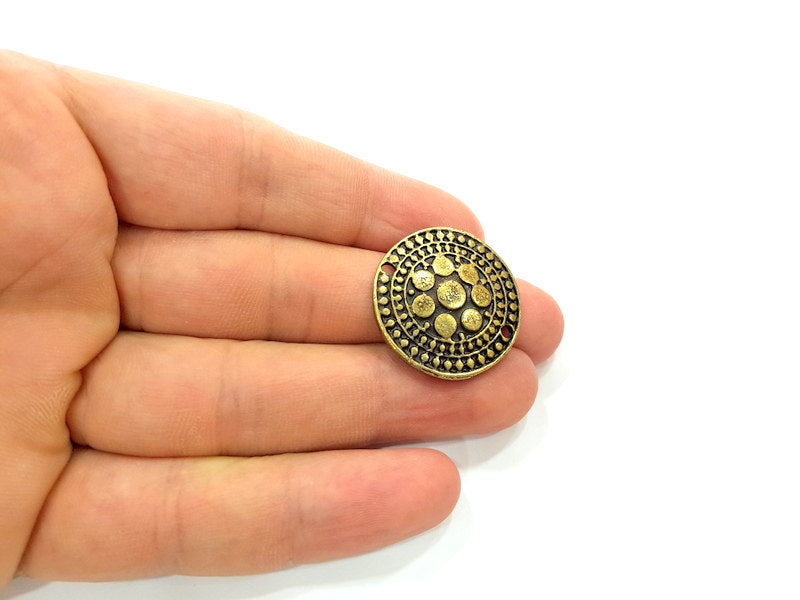 4 Antique Bronze Connector Charms  (27mm) G8849