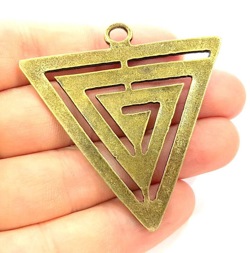 Triangle Pendant Antique Bronze Tone (60mm) G6347