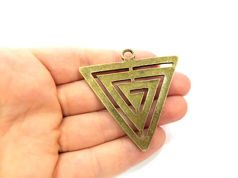 Triangle Pendant Antique Bronze Tone (60mm) G6347