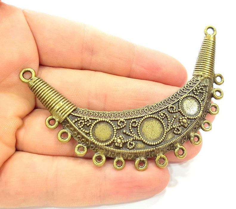 Tribal Pendant  Antique Bronze Tone Collar Pendant  (89x27mm) G6348