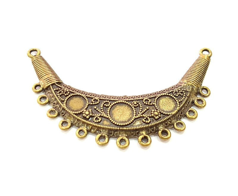 Tribal Pendant  Antique Bronze Tone Collar Pendant  (89x27mm) G6348