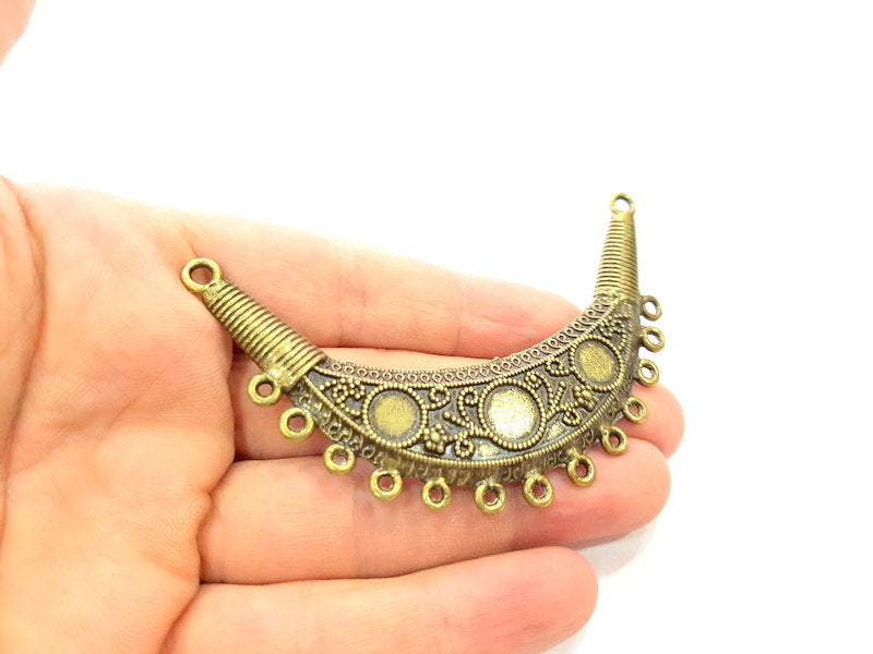 Tribal Pendant  Antique Bronze Tone Collar Pendant  (89x27mm) G6348