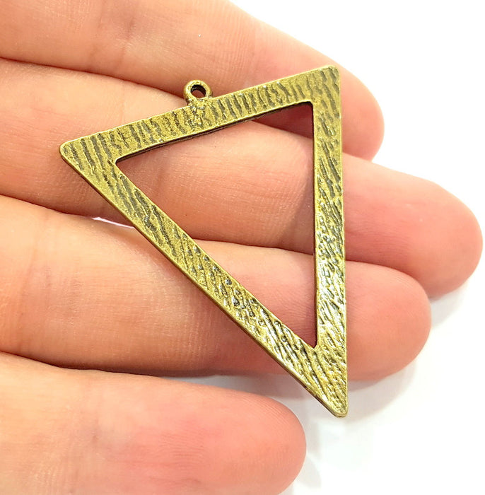 2 Triangle Pendant Antique Bronze Tone (50x44mm) G7073