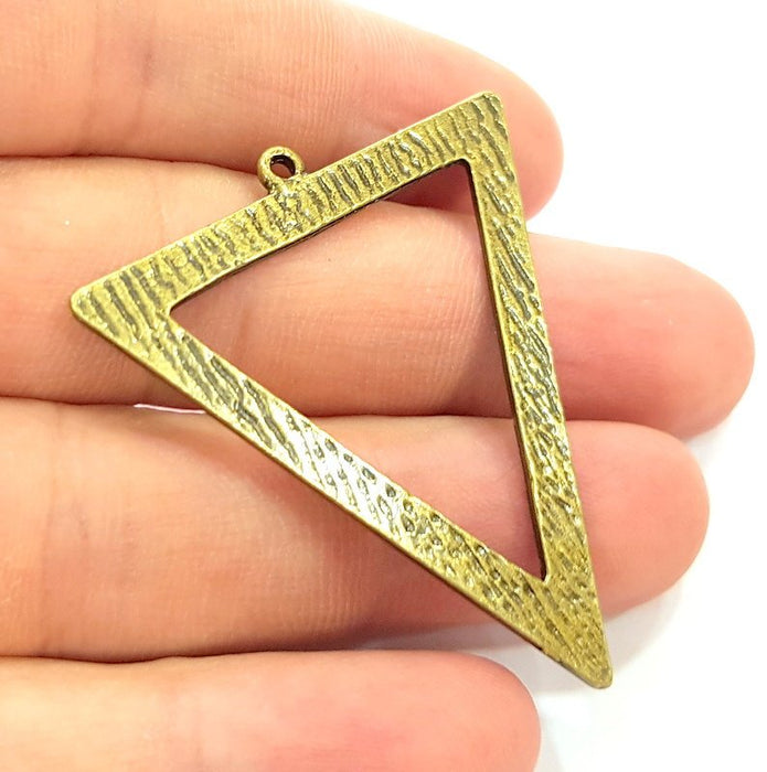 2 Triangle Pendant Antique Bronze Tone (50x44mm) G7073