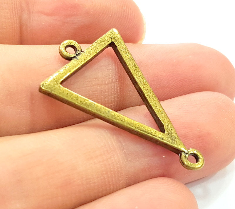 4 Triangle Connector Charms Antique Bronze Tone (34x22mm) G7664
