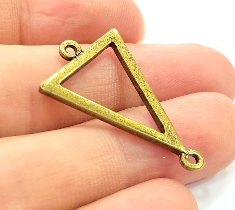 4 Triangle Connector Charms Antique Bronze Tone (34x22mm) G7664