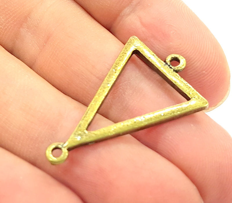 4 Triangle Connector Charms Antique Bronze Tone (34x22mm) G7664