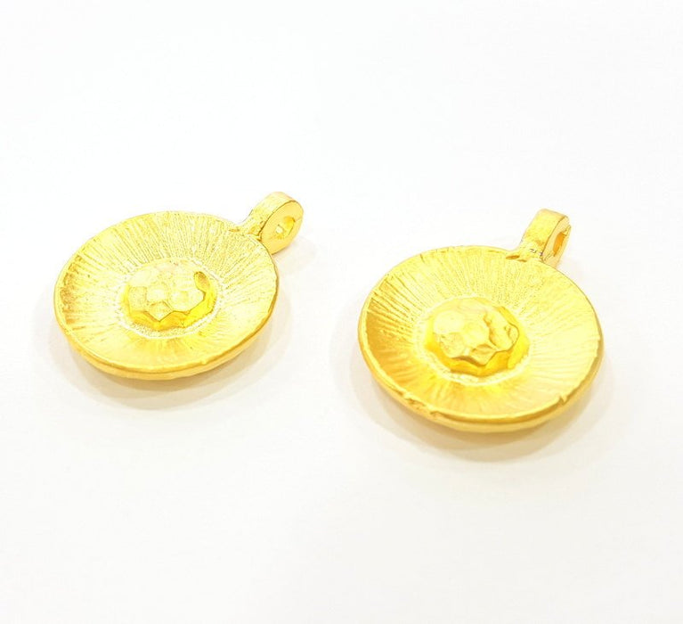 2 Gold Charm Gold Plated  Charms (18mm)  G6865