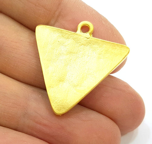 2 Gold Pendant Gold Plated Triangle Pendant (28mm)  G6869