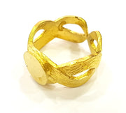 Raw Brass Ring Blank Bezel Settings Cabochon Base Mountings Adjustable (10mm blank ) G6876