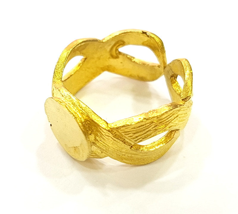 Raw Brass Ring Blank Bezel Settings Cabochon Base Mountings Adjustable (10mm blank ) G6876