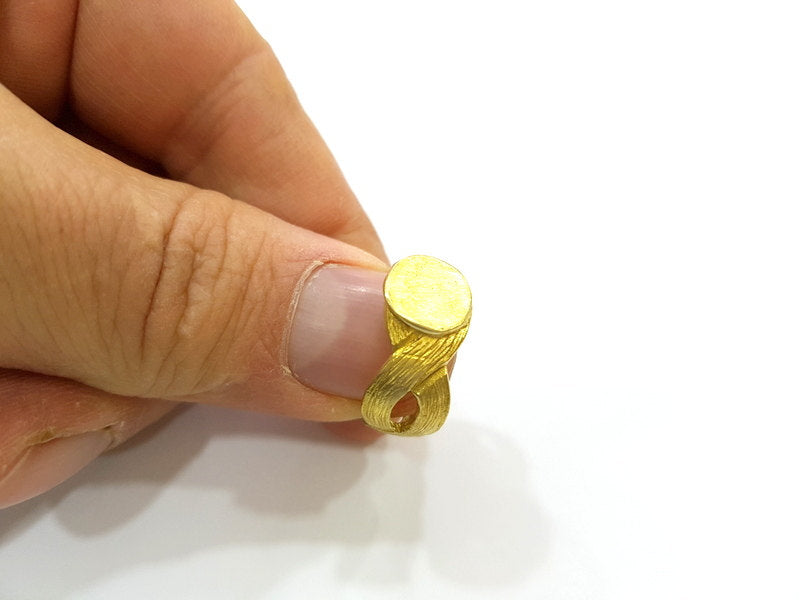 Raw Brass Ring Blank Bezel Settings Cabochon Base Mountings Adjustable (10mm blank ) G6876