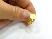 Raw Brass Ring Blank Bezel Settings Cabochon Base Mountings Adjustable (10mm blank ) G6879