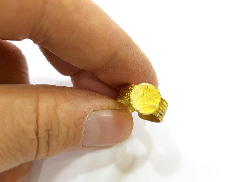Raw Brass Ring Blank Bezel Settings Cabochon Base Mountings Adjustable (10mm blank ) G6878
