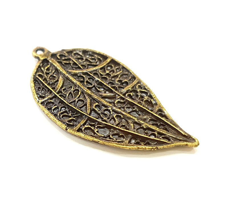 2 Antique Bronze Leaf Pendant   (40x22mm) G6880