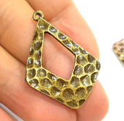 4 Antique Bronze Pendant Antique Bronze Hammered Pendant   (40x27mm) G6881