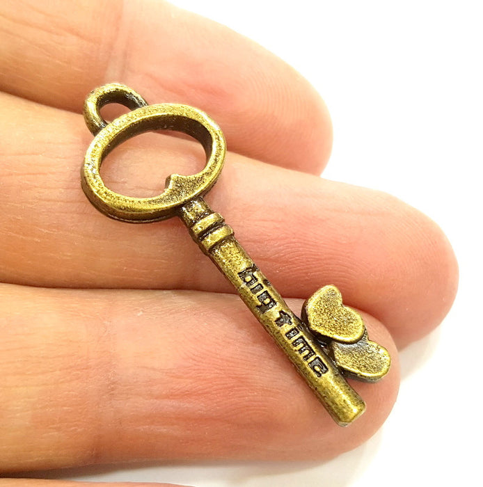 4 Key Charms Antique Bronze Charms (40x15mm) G6892