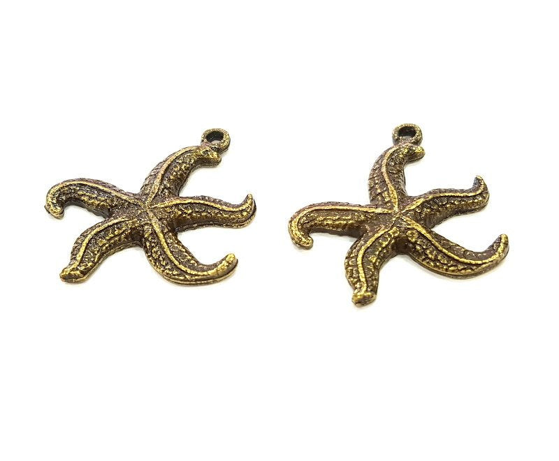 4 Antique Bronze Charm Antique Bronze Starfish Charm (28mm) G6894