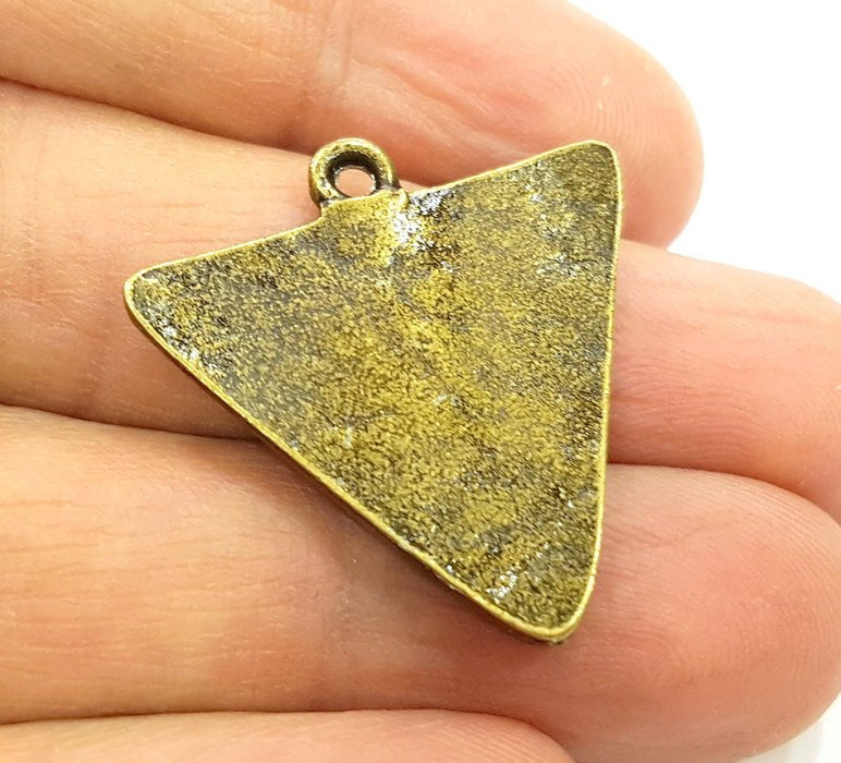 2 Antique Bronze Pendant Antique Bronze Triangle Pendant  (29mm) G6895