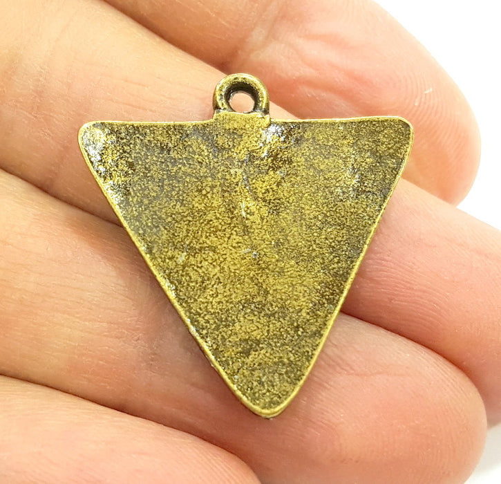 2 Antique Bronze Pendant Antique Bronze Triangle Pendant  (29mm) G6895