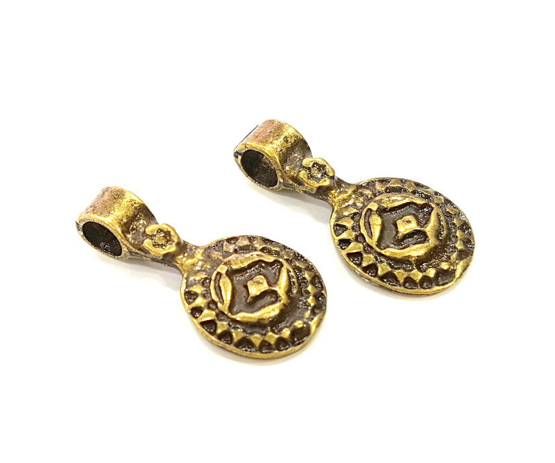 4 Antique Bronze Charm Antique Bronze Tribal Charm (27x14mm) G6898