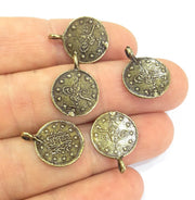 10 Antique Bronze Charm Ottoman Signature Charms Antique Bronze Brass Charm (15mm) G6899