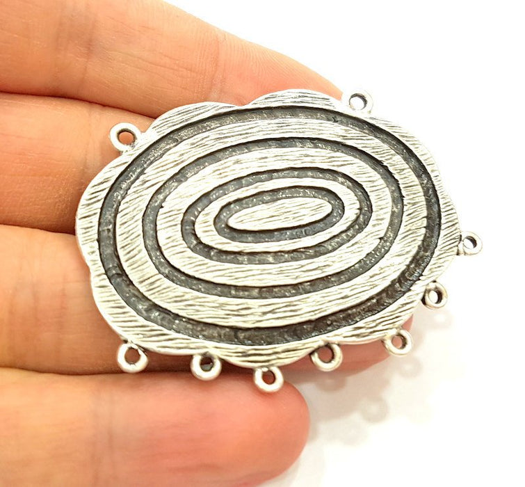 Spiral Pendant Connector Antique Silver Plated Pendant (56x22mm) G6926