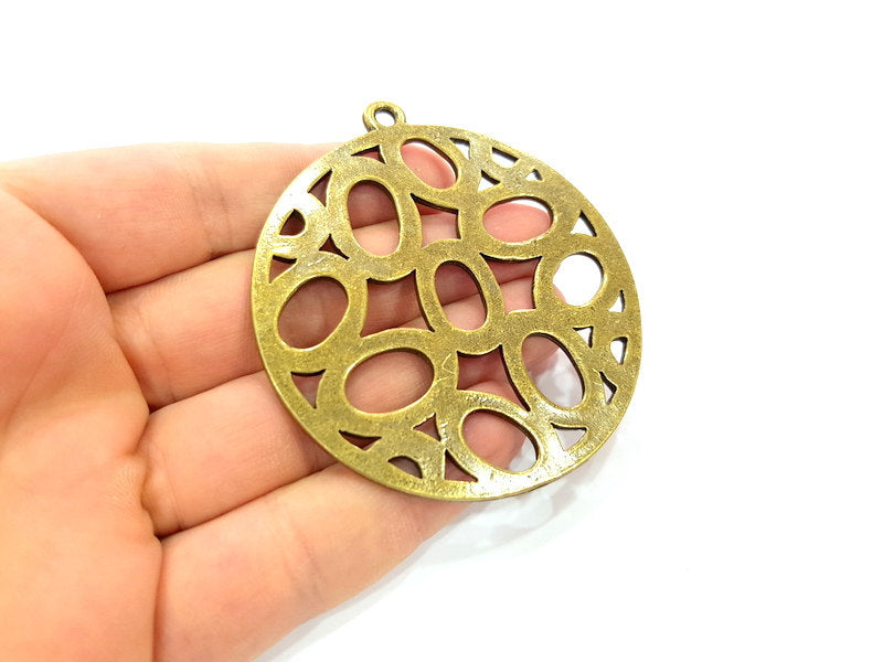 Antique Bronze  Medallion Pendant Tribal Pendant   (70mm) G6983