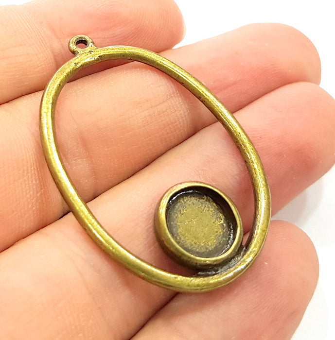 2 Antique Bronze Pendant Blank Bezel Setting Antique Bronze Tone (45x30mm) G6378