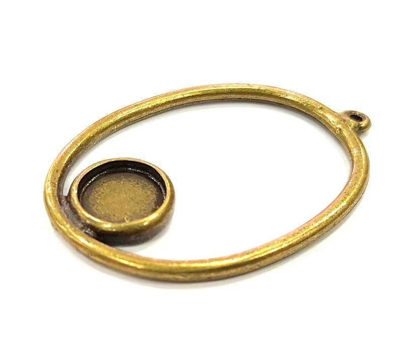 2 Antique Bronze Pendant Blank Bezel Setting Antique Bronze Tone (45x30mm) G6378