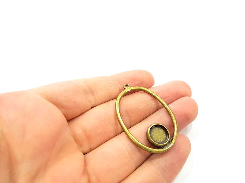 2 Antique Bronze Pendant Blank Bezel Setting Antique Bronze Tone (45x30mm) G6378