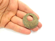 2 Tribal Pendant Ethnic Pendant Antique Bronze  Medallion Pendant   (42mm) G6380
