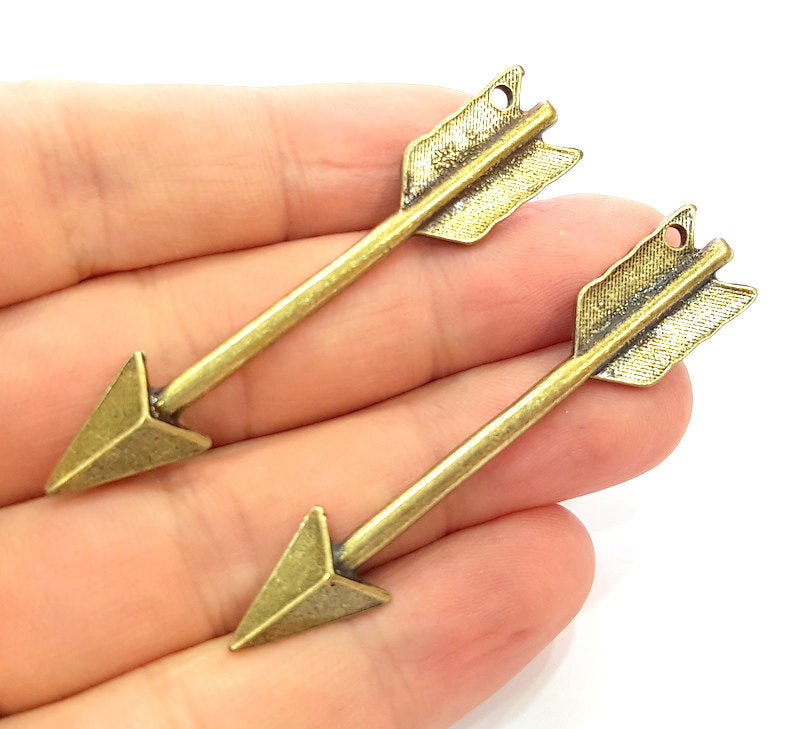 2 Antique Bronze Arrow Pendant   (65x12mm) G6383